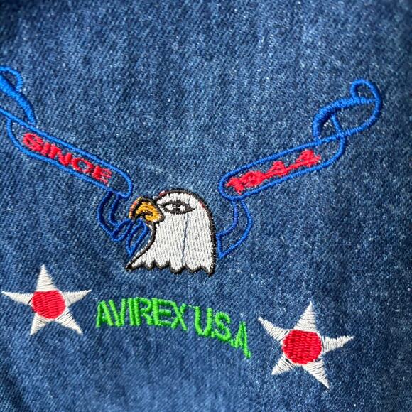 Vintage Avirex “Wings Over America” Denim & Nylon Jacket USA Embroidered - Picture 4 of 7